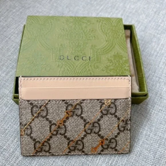 GUCCI. GG Supreme Coated Canvas Leather Horsebit Card Holder. - Picture 14 of 16